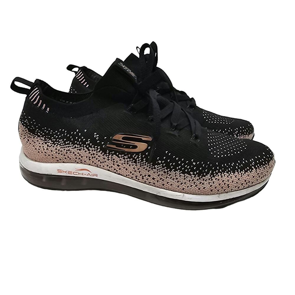 Skechers Black and Rose Gold Slip-On Athletic Sneakers